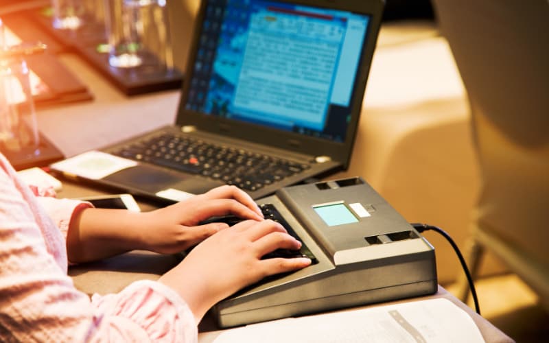 typing on a computer