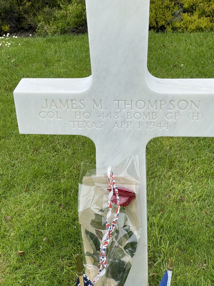 Colonel James M. Thompson's headstone in Normandy American Cemetery