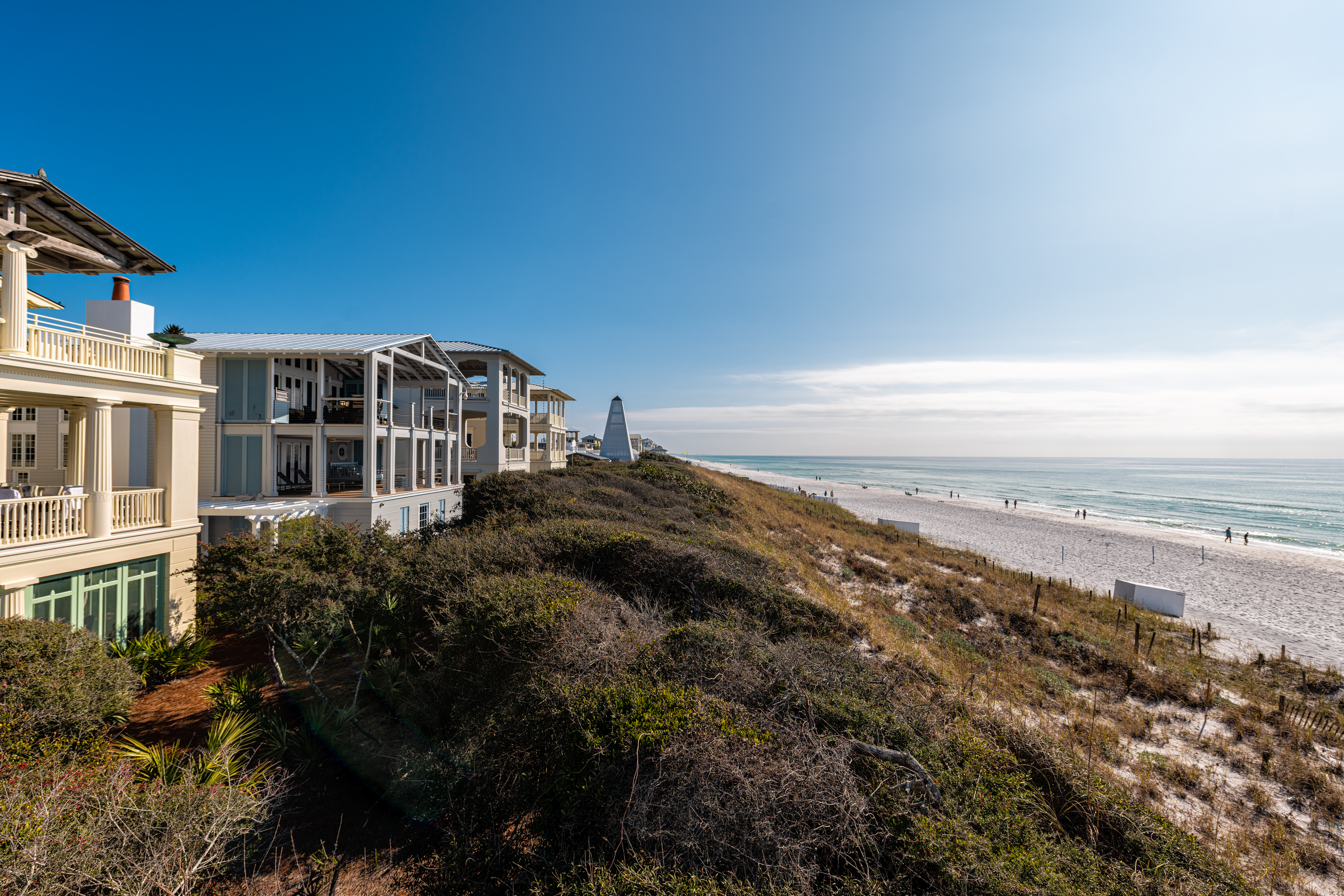 The Scourge of Timeshares: Vacation Interests Cause Problems When It’s Time to Exit High angle view from wooden pavilion gazebo by beach at Gulf of Mexico at Seaside, Florida by new urbanism rental house home architecture with people walking on ocean sea coast
