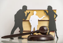 Poisoning a Relationship: How Undue Influence Tears Families Apart Silhouette symbol. Child custody. Family law proceedings. Divorce mediation, legal separation
