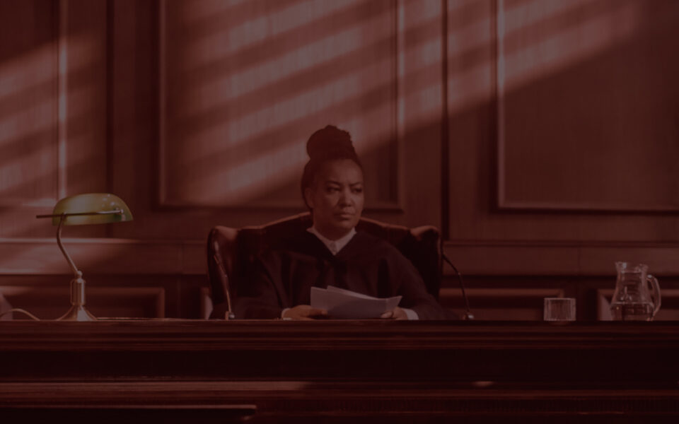 Male lawyer speaking in court